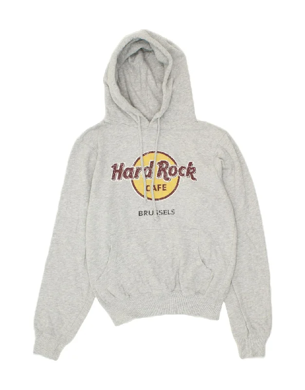 HARD ROCK CAFE Womens Brussels Graphic Hoodie Jumper UK 10 Small Grey Hoodie with Hem Ribbing Snug Secure HARD ROCK CAFE Womens Brussels Graphic Hoodie Jumper UK 10 Small Grey Hoodie with Hem Ribbing Snug Secure