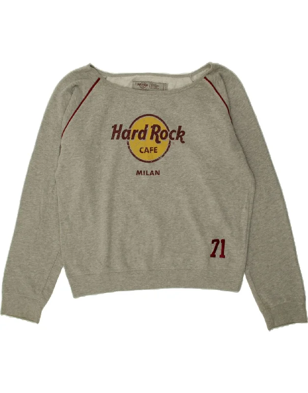 HARD ROCK CAFE Womens Milan Graphic Sweatshirt Jumper 2XL Grey Cotton Hoodie with Exposed Zipper Edgy Industrial HARD ROCK CAFE Womens Milan Graphic Sweatshirt Jumper 2XL Grey Cotton Hoodie with Exposed Zipper Edgy Industrial