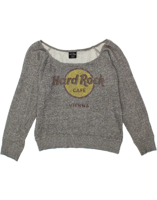 HARD ROCK CAFE Womens Vienna Graphic Sweatshirt Jumper UK 10 Small Grey