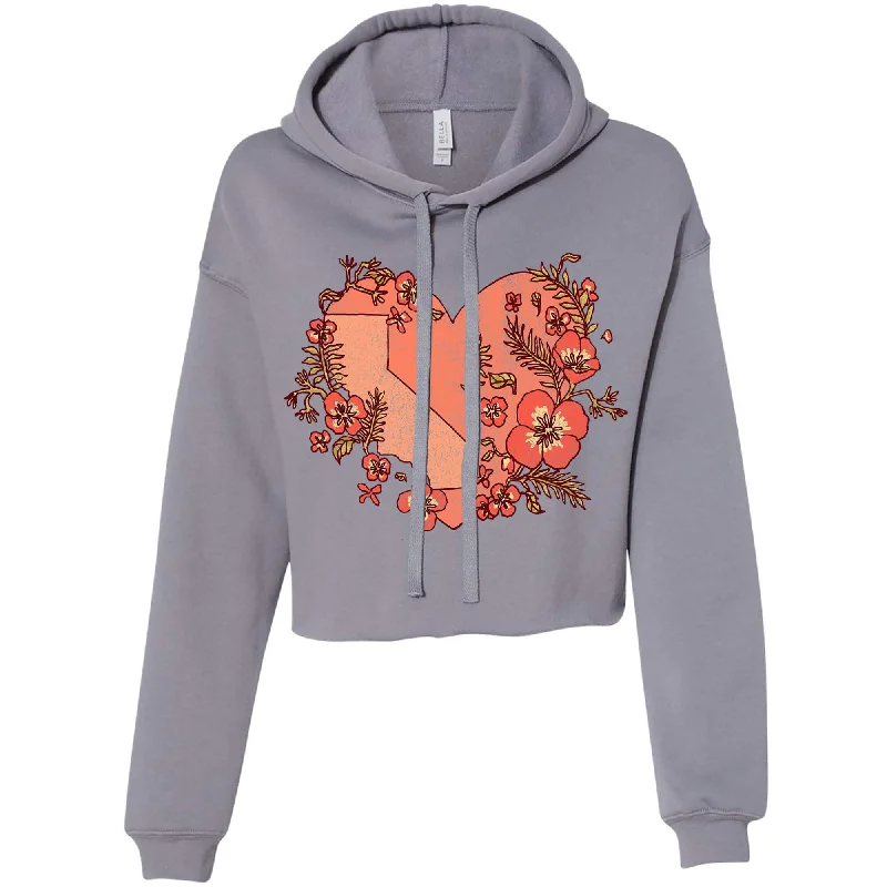 Heart State Cropped Hoodie Hoodie with Hem Raw Edge Edgy Unfinished
