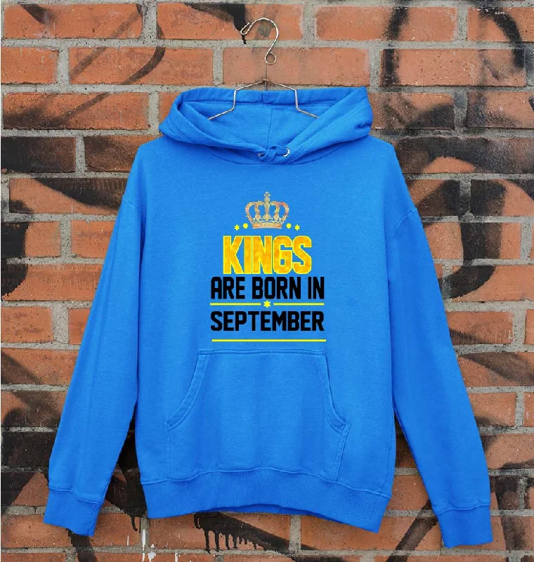 Kings Are Born In September Unisex Hoodie for Men/Women Hoodie with Exposed Zipper Edgy Industrial Kings Are Born In September Unisex Hoodie for Men/Women Hoodie with Exposed Zipper Edgy Industrial