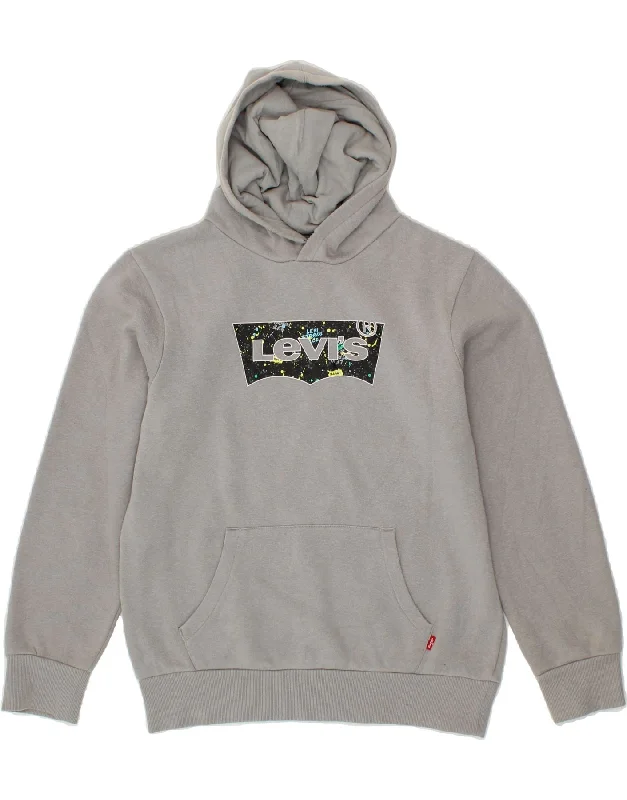 LEVI'S Boys Graphic Hoodie Jumper 13-14 Years Grey