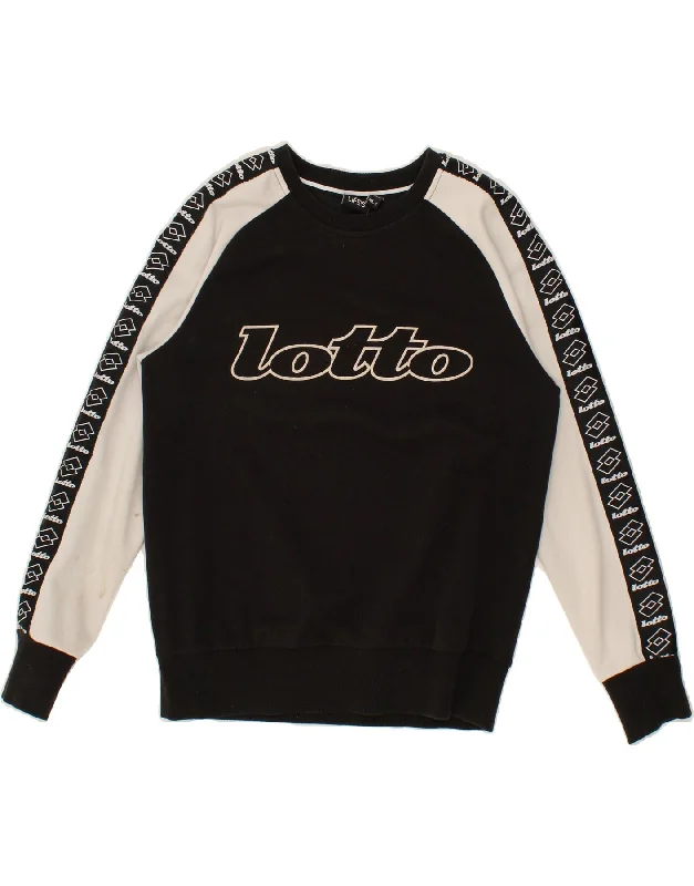 LOTTO Mens Graphic Sweatshirt Jumper Small Black Colourblock Polyester