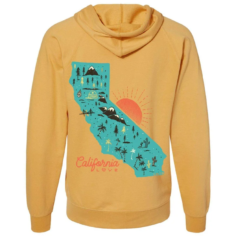 Map California Love Raglan Zip Up Hoodie