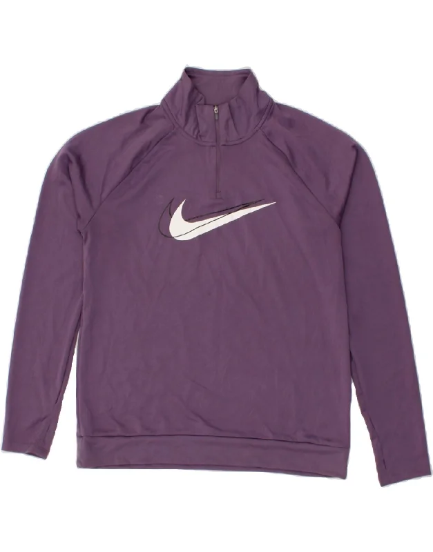 NIKE Womens Dri Fit Graphic Sweatshirt Jumper UK 14 Medium Purple