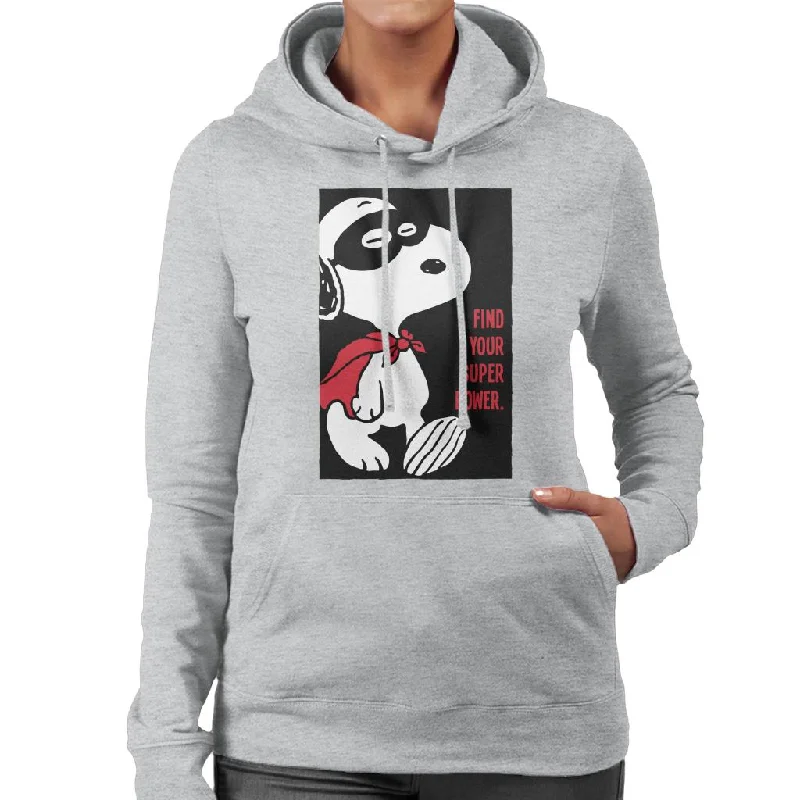 Peanuts Snoopy Find Your Super Power Women's Hooded Sweatshirt Hoodie with Batwing Sleeves Loose Dramatic Peanuts Snoopy Find Your Super Power Women's Hooded Sweatshirt Hoodie with Batwing Sleeves Loose Dramatic