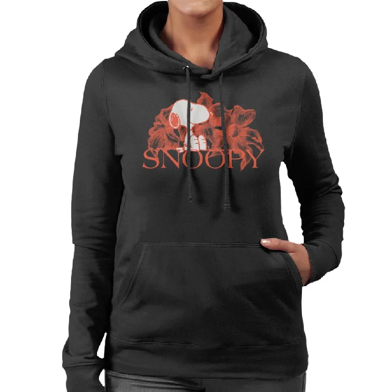 Peanuts Snoopy Flower Sketch Design Women's Hooded Sweatshirt Hoodie with Cropped Fit Short Trendy Peanuts Snoopy Flower Sketch Design Women's Hooded Sweatshirt Hoodie with Cropped Fit Short Trendy