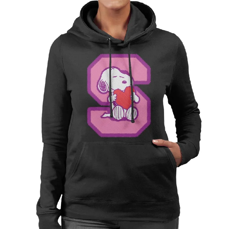 Peanuts Snoopy S Hugging Love Heart Women's Hooded Sweatshirt Hoodie with Elastic Waist Stretchable Comfortable Peanuts Snoopy S Hugging Love Heart Women's Hooded Sweatshirt Hoodie with Elastic Waist Stretchable Comfortable