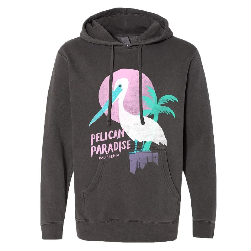 Pelican Paradise Black Hoodie Hoodie with Drop Shoulder Relaxed Streetwear