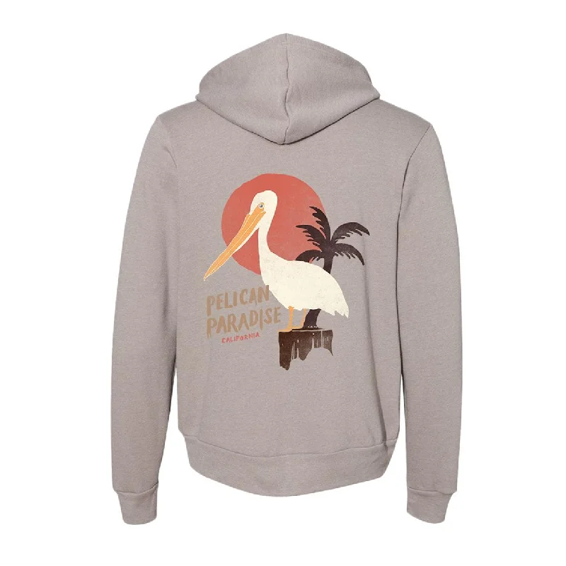 Pelican Paradise Heather Stone Zipper Hoodie Hoodie with V-Neck Classic Versatile