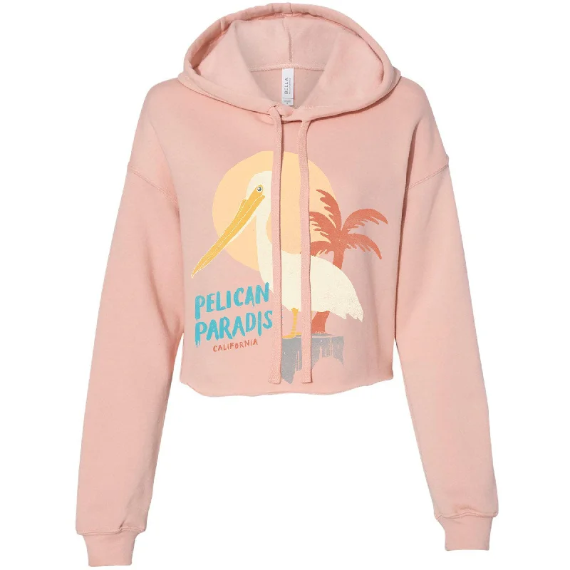 Pelican Paradise Peach Cropped Hoodie Hoodie with Gradient Ombre Colorful