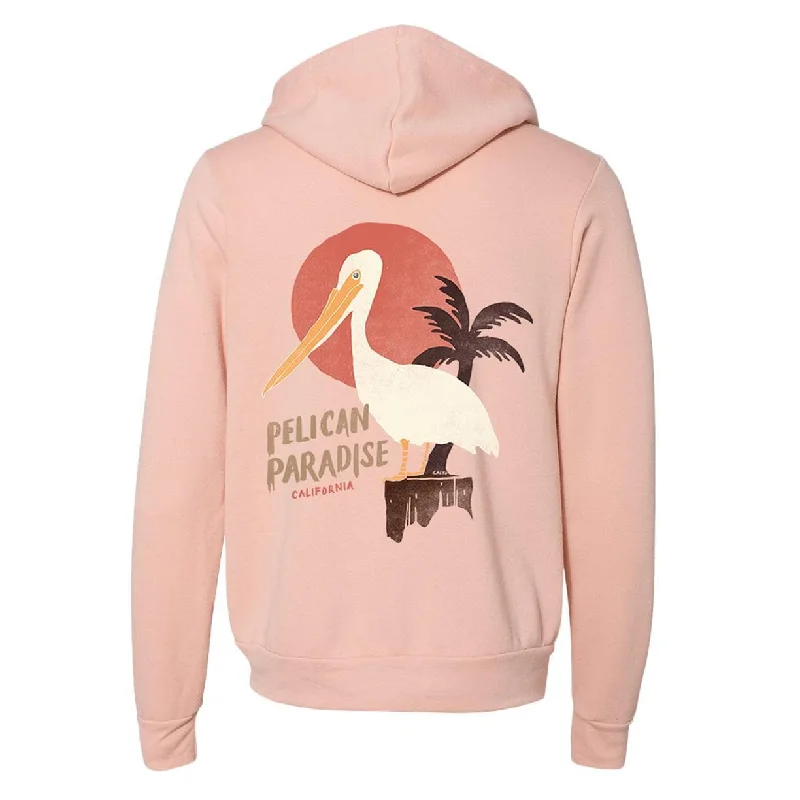 Pelican Paradise Peach Zipper Hoodie Hoodie with High Neck Warm Protective