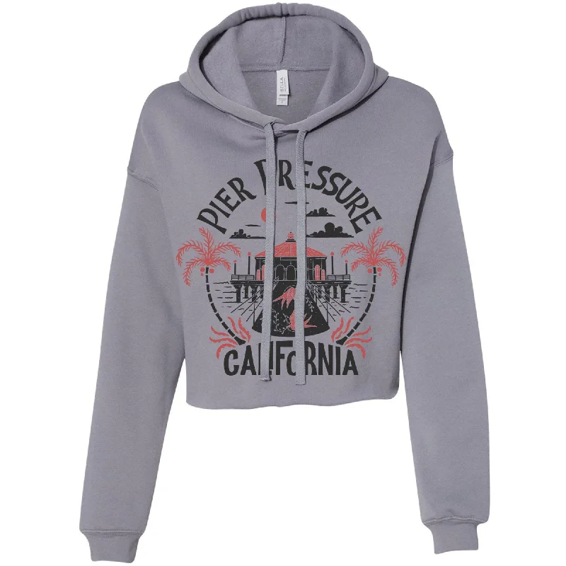 Pier Pressure Cropped Hoodie Hoodie with Metallic Shiny Futuristic
