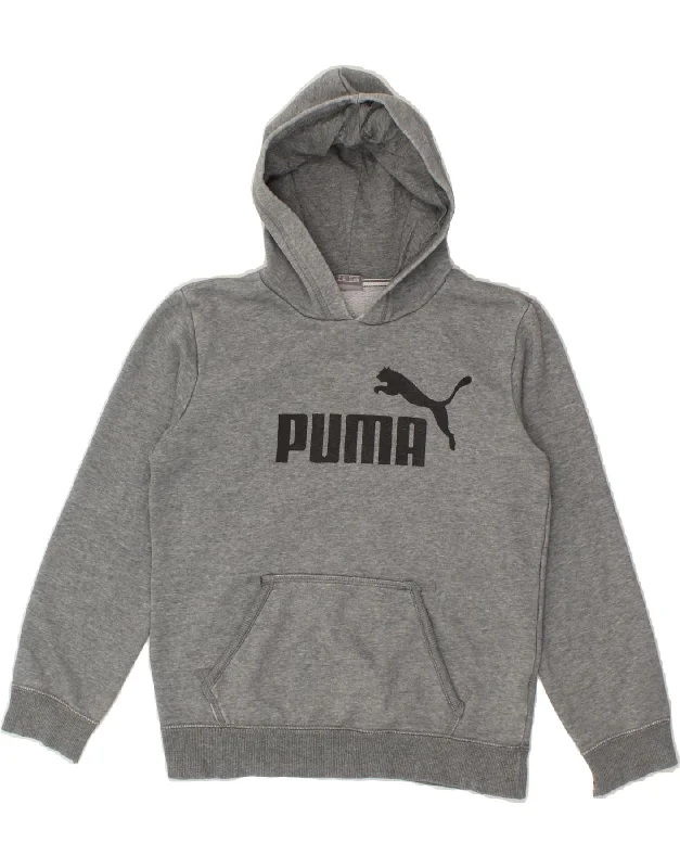 PUMA Boys Graphic Hoodie Jumper 11-12 Years Large Grey Oversized Hoodie Comfort Casual PUMA Boys Graphic Hoodie Jumper 11-12 Years Large Grey Oversized Hoodie Comfort Casual