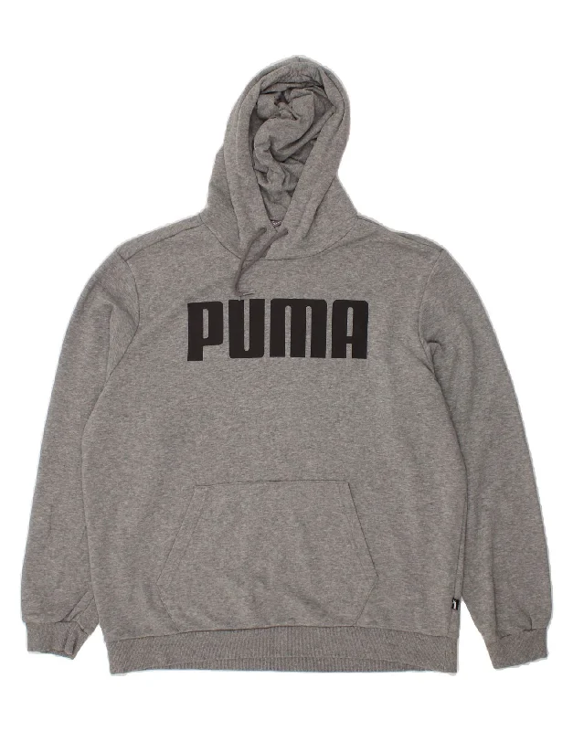 PUMA Mens Graphic Hoodie Jumper XL Grey Cotton