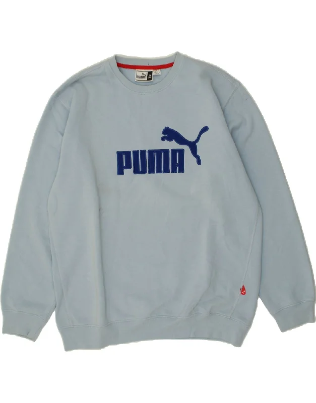 PUMA Mens Graphic Sweatshirt Jumper XL Blue Cotton Hoodie with Gradient Ombre Colorful