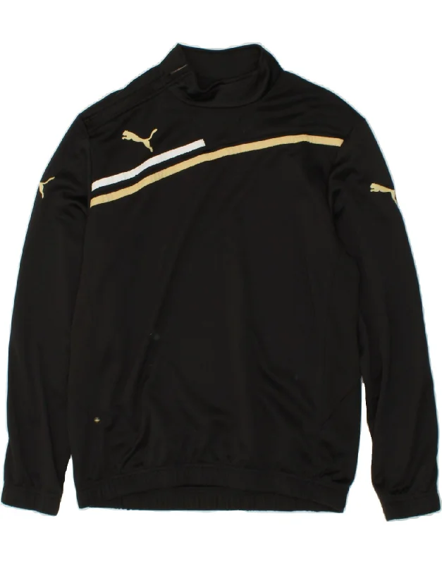 PUMA Mens Sweatshirt Jumper Medium Black Striped Polyester