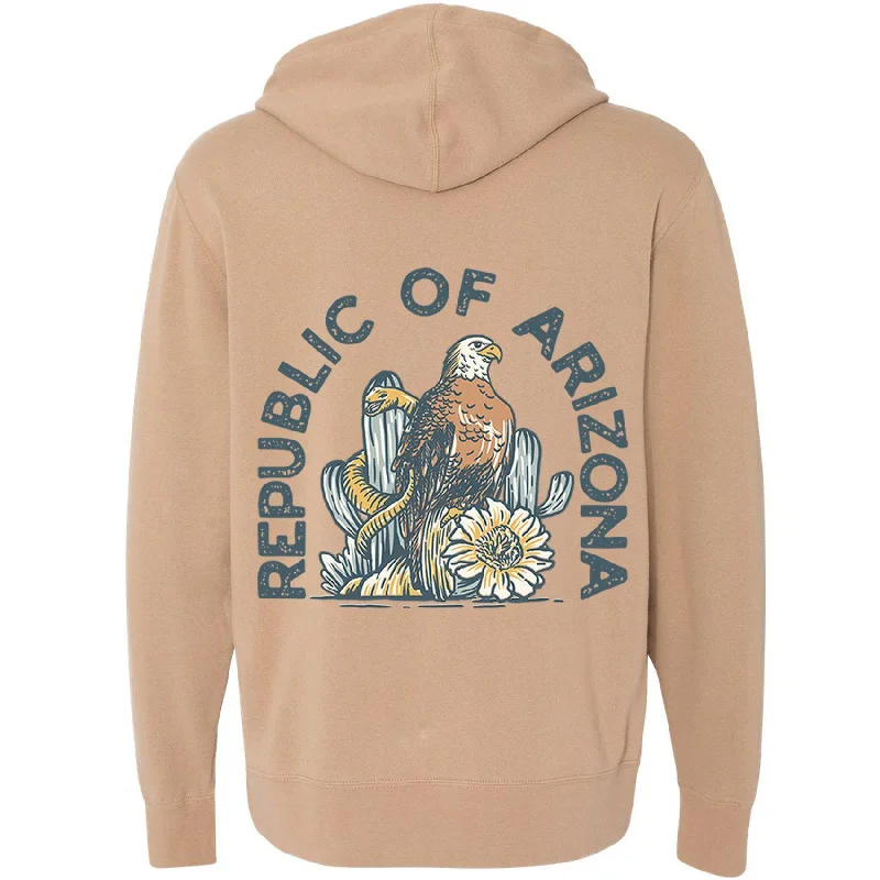Republic Of Arizona Zipper Hoodie Hoodie with Double Zipper Versatile Adjustable