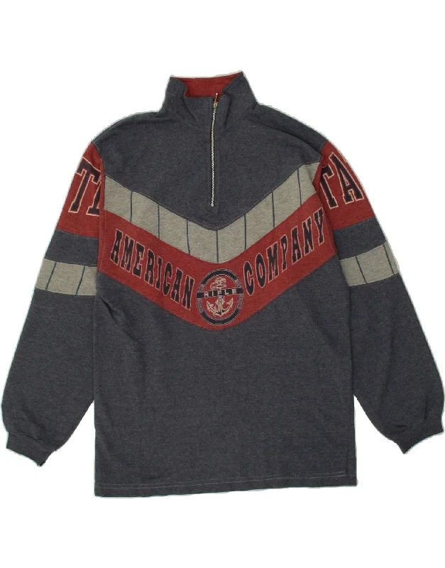 RIFLE Mens Zip Neck Sweatshirt Jumper Medium Grey Colourblock Cotton Hoodie with Drop Shoulder Relaxed Streetwear RIFLE Mens Zip Neck Sweatshirt Jumper Medium Grey Colourblock Cotton Hoodie with Drop Shoulder Relaxed Streetwear