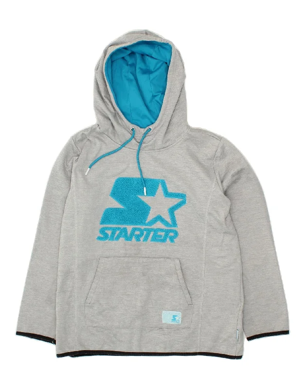 STARTER Womens Graphic Hoodie Jumper UK 12 Medium Grey Polyester Hoodie with Velcro Closure Adjustable Secure STARTER Womens Graphic Hoodie Jumper UK 12 Medium Grey Polyester Hoodie with Velcro Closure Adjustable Secure