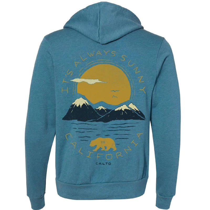 Sunny California Zip Up Hoodie Hoodie with Drawcord Adjustable Secure