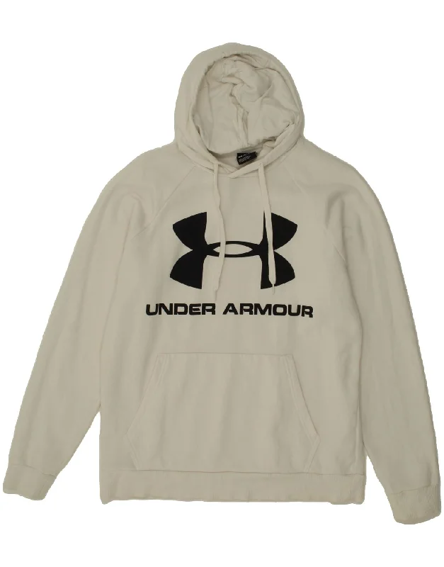 UNDER ARMOUR Mens Graphic Hoodie Jumper Medium White Cotton