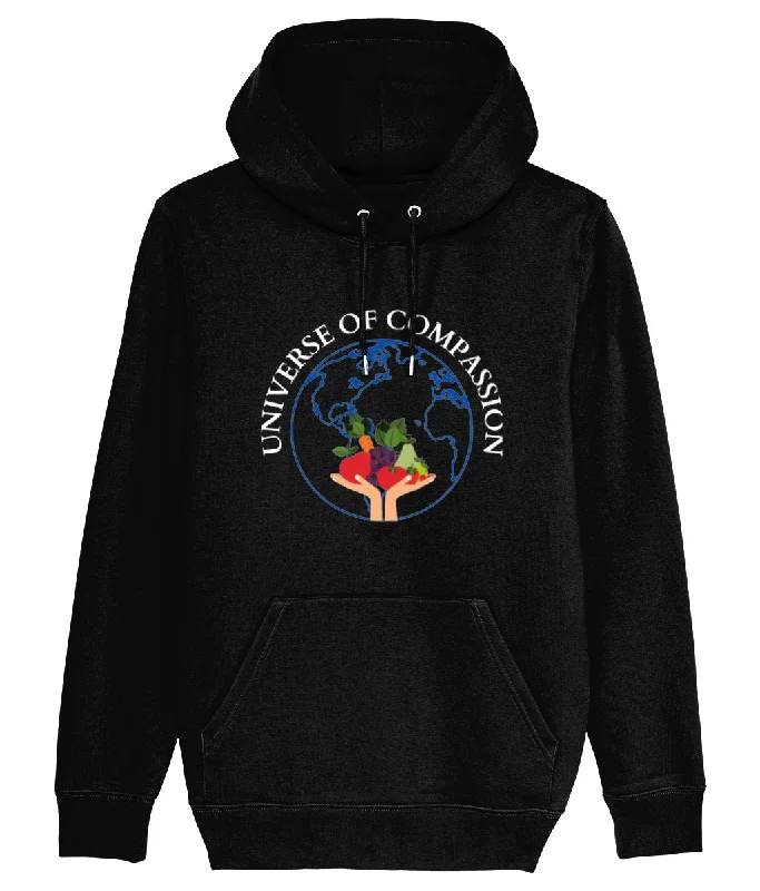 Universe Of Compassion Organic Unisex Vegan Hoodie Hoodie with Contrast Stitching Detailed Premium Universe Of Compassion Organic Unisex Vegan Hoodie Hoodie with Contrast Stitching Detailed Premium