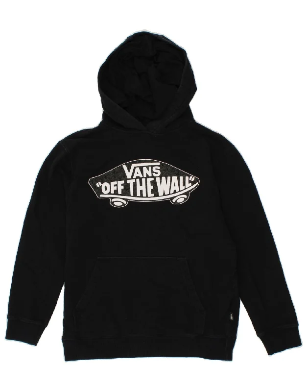 VANS Boys Graphic Hoodie Jumper 11-12 Years Large Black Cotton