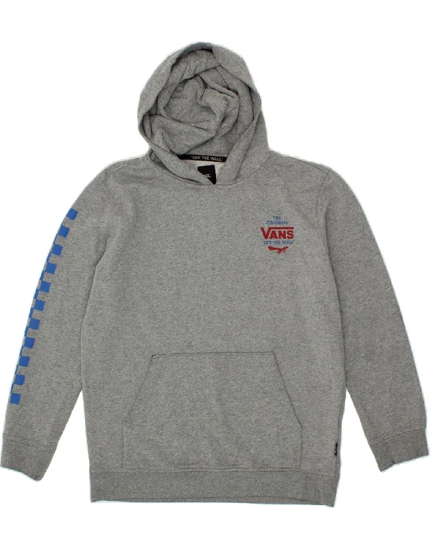 VANS Boys Graphic Hoodie Jumper 12-13 Years XL Grey Cotton