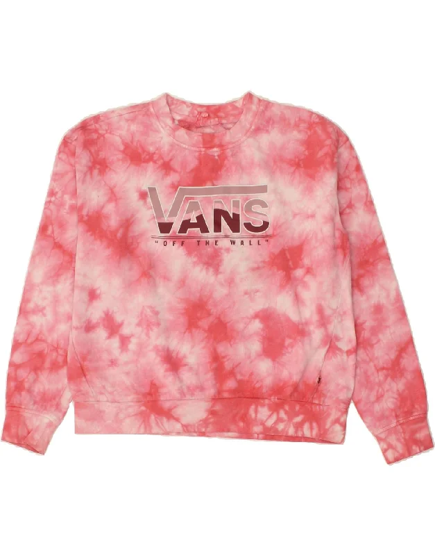 VANS Womens Oversized Graphic Sweatshirt Jumper UK 10 Small Pink Tie Dye