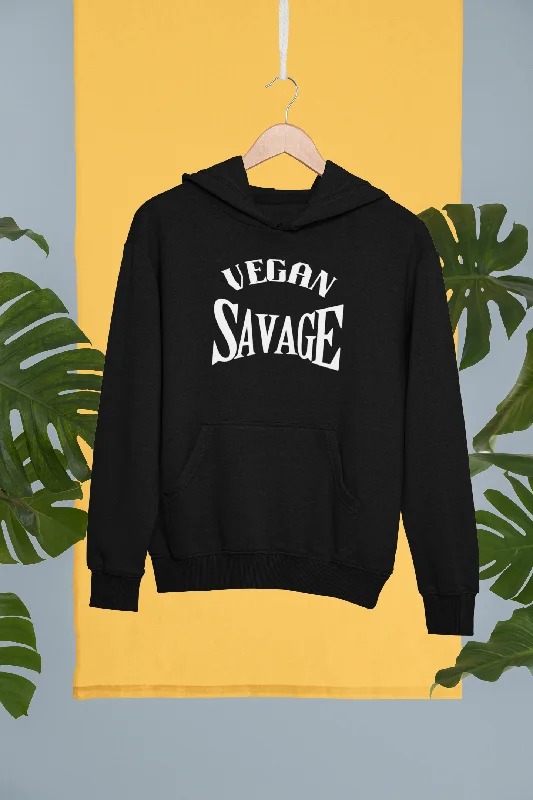 Vegan Savage Hoodie Hooded Sweatshirt Casual Wear Street Style