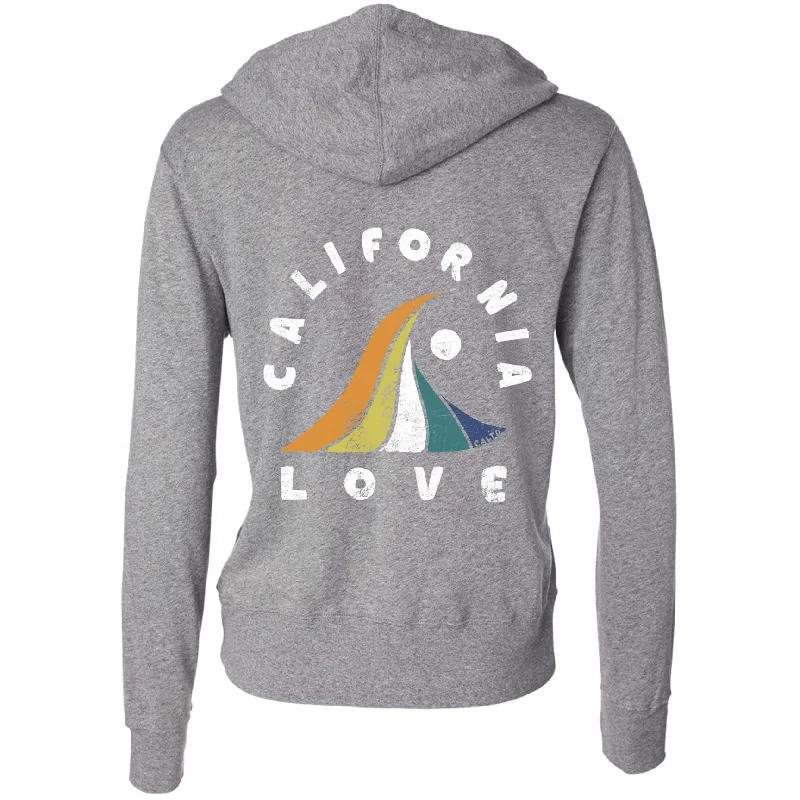 Wave California Love Zipper Hoodie Hoodie with Cuffed Sleeves Snug Secure