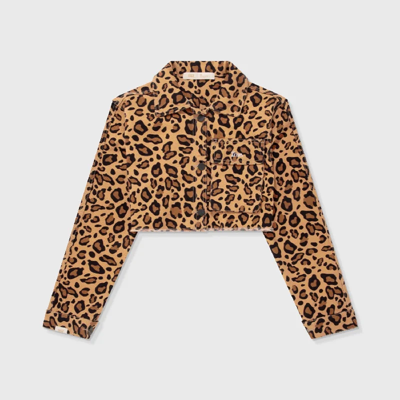 Animal Print Cropped Jacket - Leopard Striped Jacket Polka Dot Jacket Floral Jacket