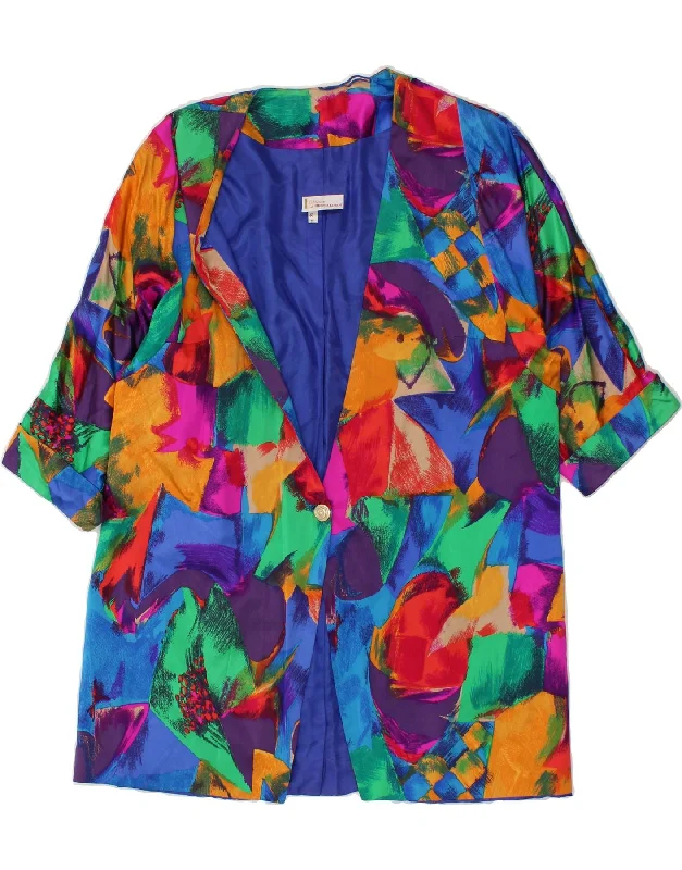 BERND LINEK Womens Longline 1 Button Blazer Jacket EU 44 XL Multicoloured Zippered Front Buttoned Front Snap Front BERND LINEK Womens Longline 1 Button Blazer Jacket EU 44 XL Multicoloured Zippered Front Buttoned Front Snap Front