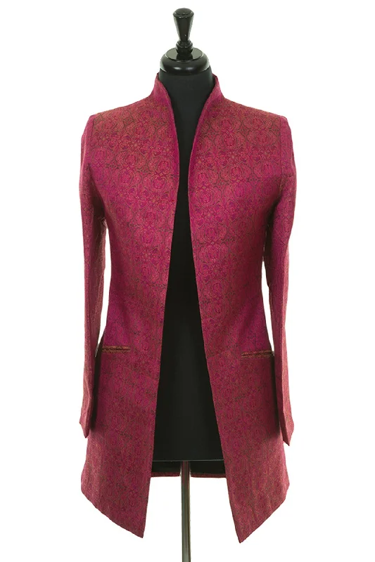 Bhumi Jacket in Pink Jacquard Stand-Up Collar Roll-Neck Collar Turtle Neck