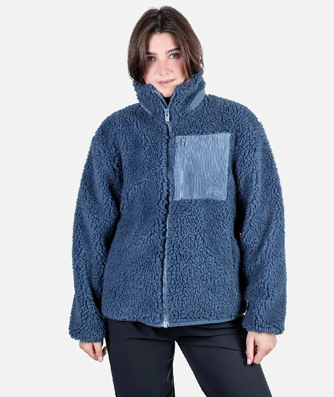 Cedar Hi Pile Fleece Jacket - Blue Denim Fabric Leather Fabric Suede Fabric