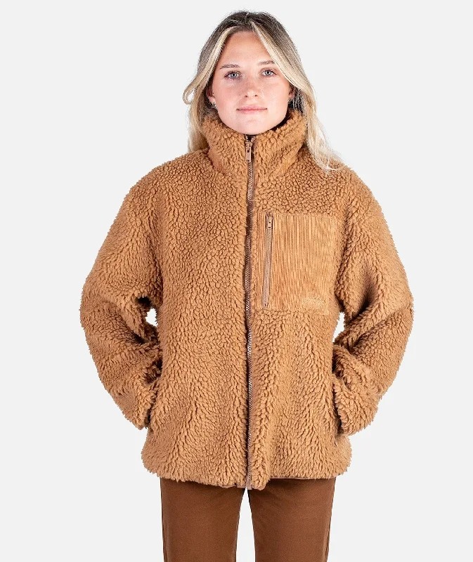 Cedar Hi Pile Fleece Jacket - Camel Satin Jacket Silk Jacket Chiffon Jacket