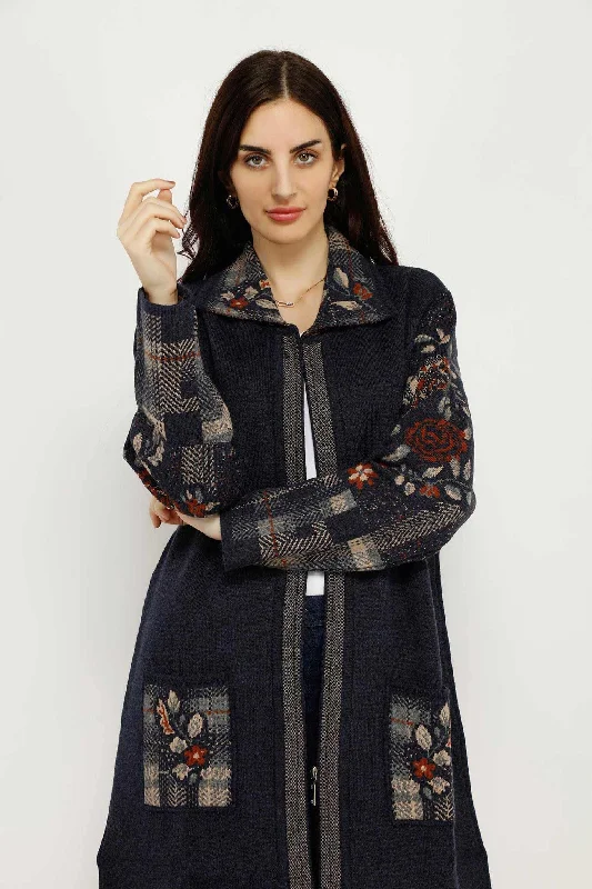 DETAILED FLOWER WOMEN’S JACKET 6732BE Denim Fabric Leather Fabric Suede Fabric