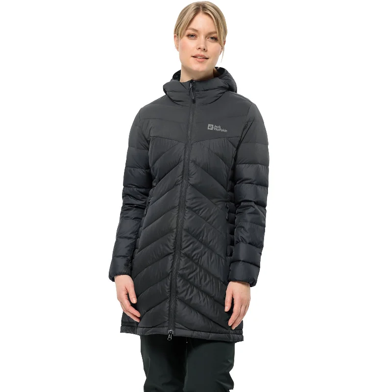 Jack Wolfskin Womens Tundra Down Padded Jacket - Black - L Welt Pockets Slit Pockets Flap Pockets Jack Wolfskin Womens Tundra Down Padded Jacket - Black - L Welt Pockets Slit Pockets Flap Pockets