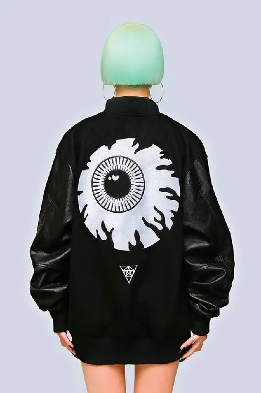 Keep Watch Varsity Jacket - Unisex Stand-Up Collar Roll-Neck Collar Turtle Neck
