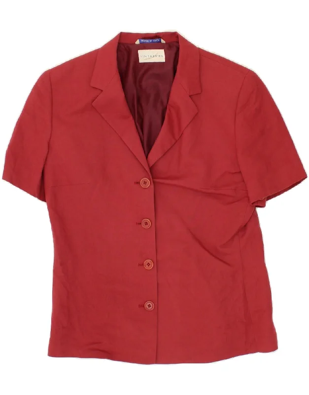 LINEA EMME Womens 4 Button Short Sleeve Blazer Jacket UK 12 Medium  Red