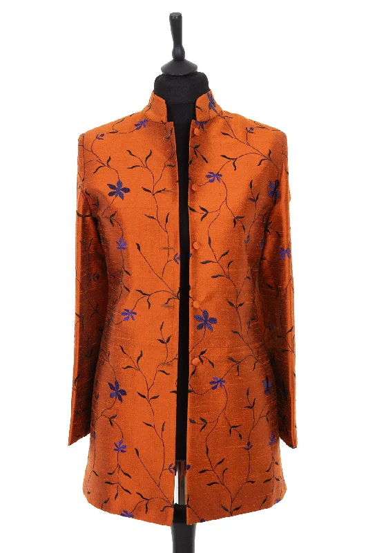 Long Nehru Jacket in Copper Blaze Embroidered Jacket Appliqued Jacket Beaded Jacket Long Nehru Jacket in Copper Blaze Embroidered Jacket Appliqued Jacket Beaded Jacket