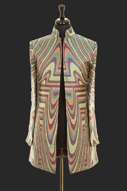 Long Nehru Jacket in Kahlo V-Neck Jacket Boat Neck Jacket Square Neck Jacket