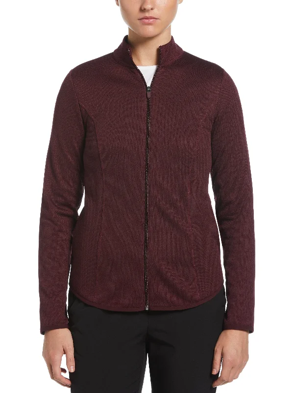 Women's Midweight Layering Full Zip Golf Jacket Cardigan Sweater Pullover