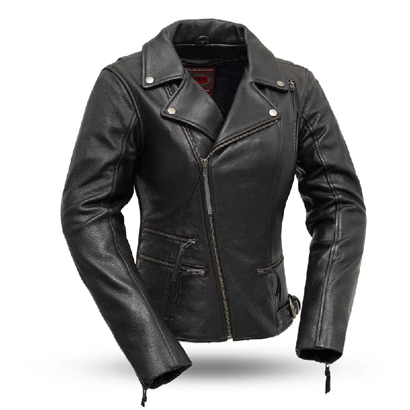 Monte Carlo - Women's Leather Motorcycle Jacket Plaid Jacket Tartan Jacket Houndstooth Jacket Monte Carlo - Women's Leather Motorcycle Jacket Plaid Jacket Tartan Jacket Houndstooth Jacket