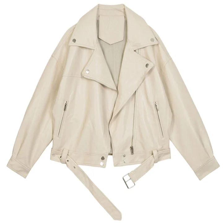 New Women's Leather Motorcycle Jacket with Belt Quilted Jacket Puffer Jacket Insulated Jacket New Women's Leather Motorcycle Jacket with Belt Quilted Jacket Puffer Jacket Insulated Jacket