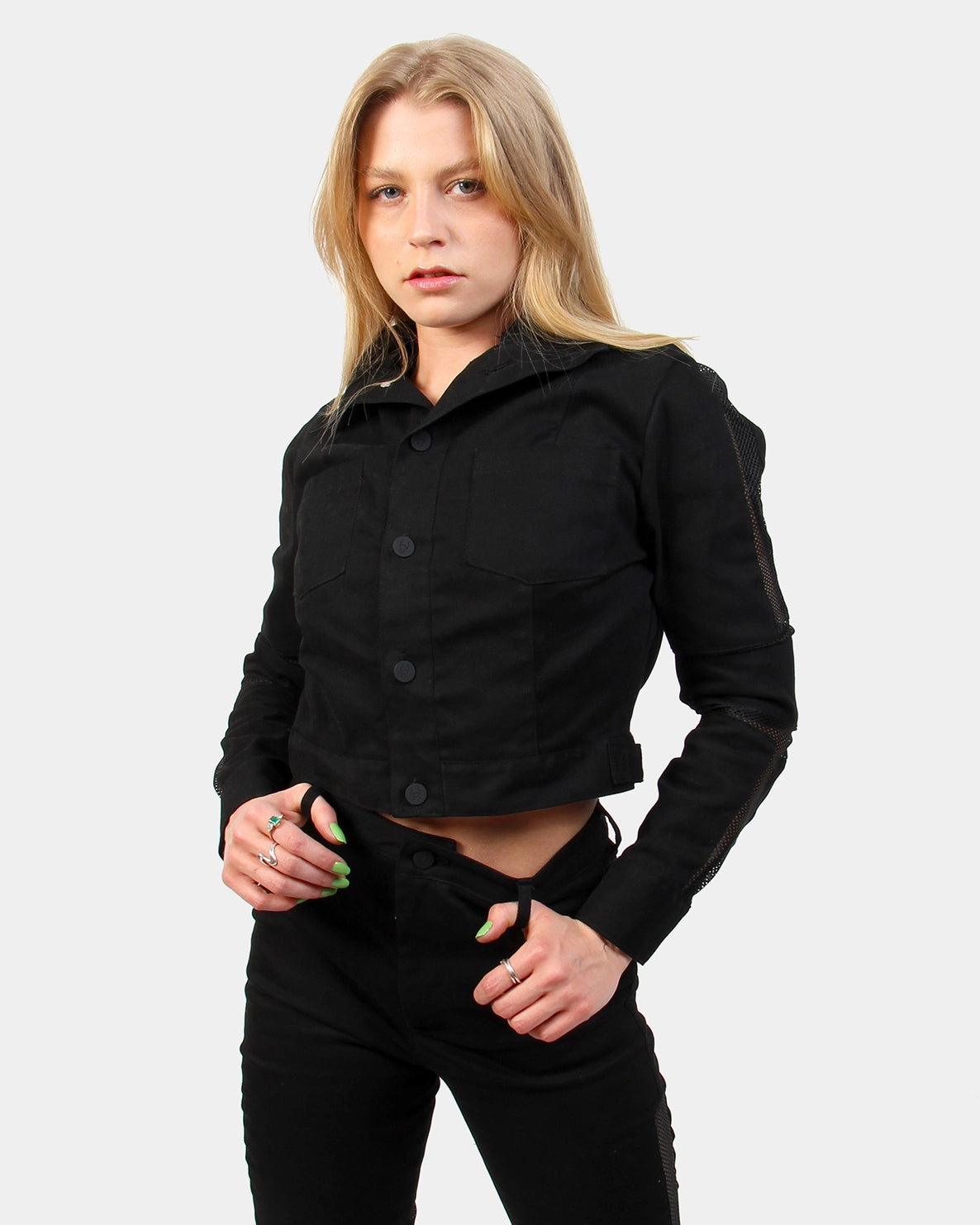 PROTECTION JACKET BLACK / BLACK MESH Zip Front Button Front Snap Front