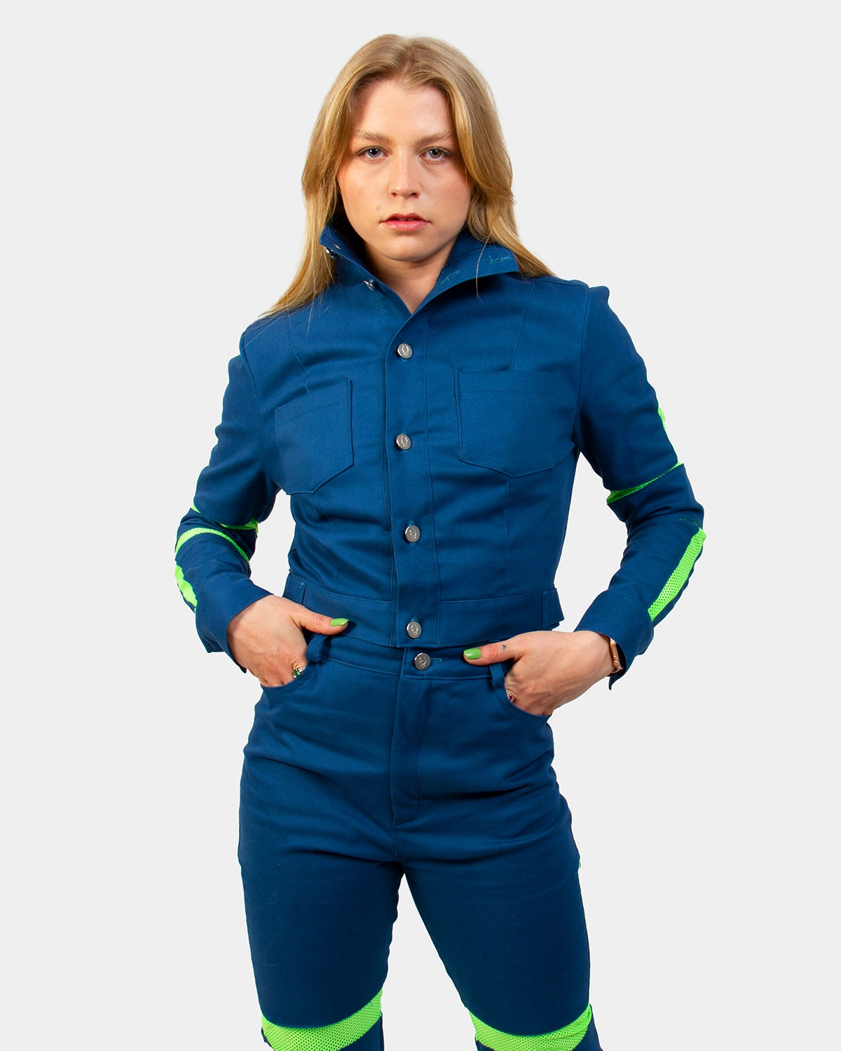PROTECTION JACKET DENIM BLUE / GREEN MESH Chenille Jacket Brocade Jacket Lace Jacket PROTECTION JACKET DENIM BLUE / GREEN MESH Chenille Jacket Brocade Jacket Lace Jacket