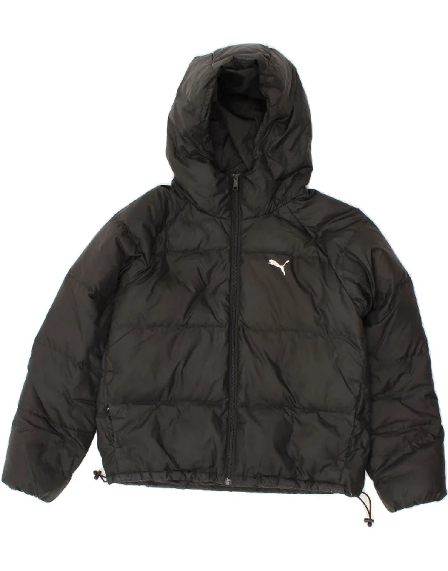 PUMA Womens Hooded Padded Jacket UK 10 Small Black Nylon Fabric Polyester Fabric Spandex Fabric PUMA Womens Hooded Padded Jacket UK 10 Small Black Nylon Fabric Polyester Fabric Spandex Fabric