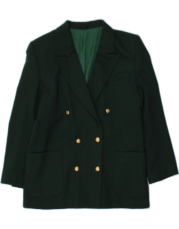 ST. BERNARD Womens Double Breasted Blazer Jacket UK 14 Large Green Wool Jersey Jacket Tulle Jacket Batik Jacket